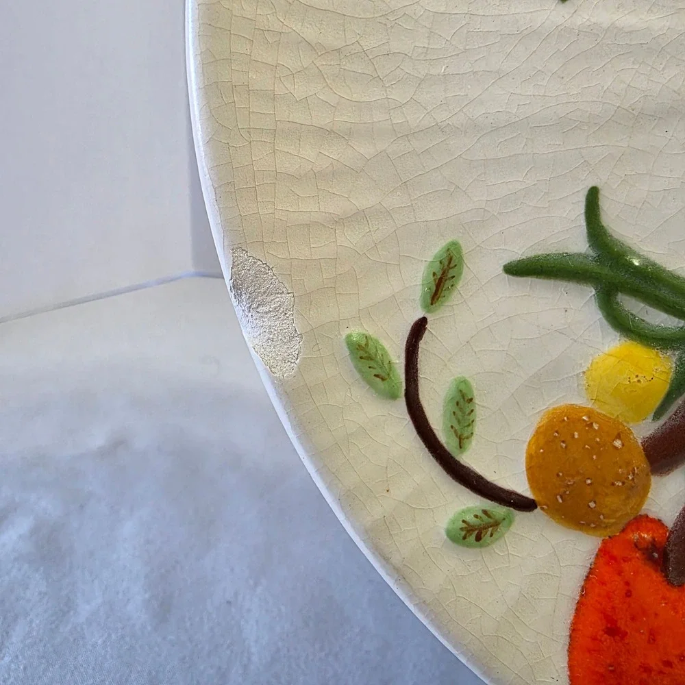 Vintage Hand Painted‎ Stoneware Plates Set Of 2 Mushroom Motif 8